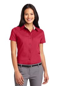 Port Authority Ladies Short Sleeve Easy Care Shirt L508 (Color: Red/ Light Stone, size: XXL)