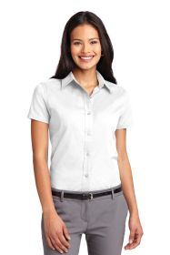 Port Authority Ladies Short Sleeve Easy Care Shirt L508 (Color: White/ Light Stone, size: 3XL)