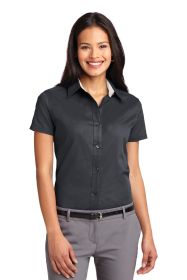 Port Authority Ladies Short Sleeve Easy Care Shirt L508 (Color: Classic Navy/ Light Stone, size: S)