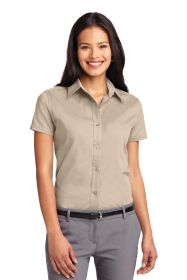 Port Authority Ladies Short Sleeve Easy Care Shirt L508 (Color: Stone, size: 3XL)