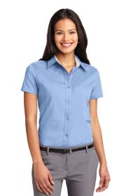 Port Authority Ladies Short Sleeve Easy Care Shirt L508 (Color: Light Blue/ Light Stone, size: 5XL)