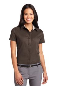 Port Authority Ladies Short Sleeve Easy Care Shirt L508 (Color: Coffee Bean/ Light Stone, size: 5XL)