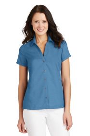 Port Authority Ladies Textured Camp Shirt L662 (Color: Celadon, size: M)