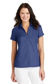 Port Authority Ladies Textured Camp Shirt L662 (Color: Royal, size: XXL)