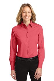 Port Authority Ladies Long Sleeve Easy Care Shirt L608 (Color: Hibiscus, size: 6XL)