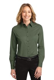 Port Authority Ladies Long Sleeve Easy Care Shirt L608 (Color: Clover Green, size: 6XL)