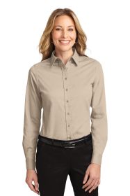 Port Authority Ladies Long Sleeve Easy Care Shirt L608 (Color: Stone, size: XXL)