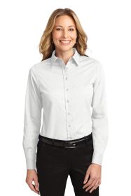 Port Authority Ladies Long Sleeve Easy Care Shirt L608 (Color: White/ Light Stone, size: XS)