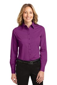 Port Authority Ladies Long Sleeve Easy Care Shirt L608 (Color: Deep Berry, size: XS)