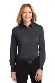 Port Authority Ladies Long Sleeve Easy Care Shirt L608 (Color: Classic Navy/ Light Stone, size: XS)