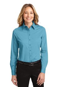 Port Authority Ladies Long Sleeve Easy Care Shirt L608 (Color: Maui Blue, size: 6XL)