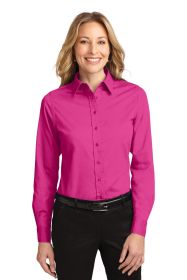 Port Authority Ladies Long Sleeve Easy Care Shirt L608 (Color: Tropical Pink, size: M)