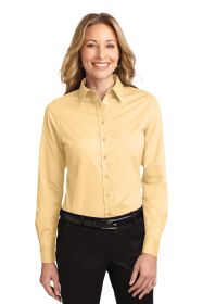 Port Authority Ladies Long Sleeve Easy Care Shirt L608 (Color: Yellow, size: 3XL)