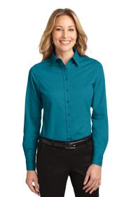 Port Authority Ladies Long Sleeve Easy Care Shirt L608 (Color: Teal Green, size: 5XL)