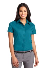 Port Authority Ladies Short Sleeve Easy Care Shirt L508 (Color: Teal Green, size: S)