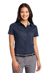 Port Authority Ladies Short Sleeve Easy Care Shirt L508 (Color: Navy/ Light Stone, size: 3XL)