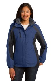 Port Authority Ladies Colorblock 3-in-1 Jacket L321 (Color: Admiral Blue/ Black/ Magnet, size: 3XL)