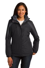 Port Authority Ladies Colorblock 3-in-1 Jacket L321 (Color: Black/ Black/ Magnet, size: S)