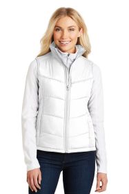 Port Authority Ladies Puffy Vest L709 (Color: White/ Dark Slate, size: 4XL)