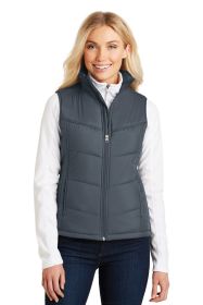 Port Authority Ladies Puffy Vest L709 (Color: Dark Slate/ Black, size: S)