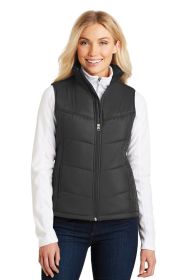 Port Authority Ladies Puffy Vest L709 (Color: Black/ Black, size: XS)