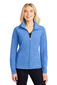 Port Authority Ladies Heather Microfleece Full-Zip Jacket L235 (Color: Light Royal Heather, size: XXL)