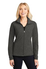 Port Authority Ladies Heather Microfleece Full-Zip Jacket L235 (Color: Black Charcoal Heather, size: M)