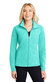 Port Authority Ladies Heather Microfleece Full-Zip Jacket L235 (Color: Aqua Green Heather, size: XS)