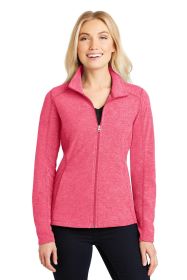 Port Authority Ladies Heather Microfleece Full-Zip Jacket L235 (Color: Pink Raspberry Heather, size: M)