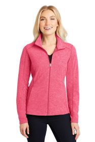 Port Authority Ladies Heather Microfleece Full-Zip Jacket L235 (Color: Pink Raspberry Heather, size: Xl)