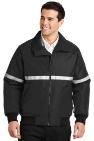 Port Authority Challenger Jacket with Reflective Taping J754R (Color: True Black/ True Black/ Reflective, size: Xl)