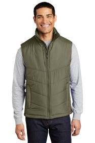 Port Authority Puffy Vest J709 (Color: Olive/ Cayenne, size: Xl)