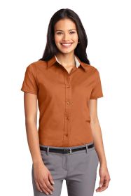 Port Authority Ladies Short Sleeve Easy Care Shirt L508 (Color: Texas Orange/ Light Stone, size: XS)