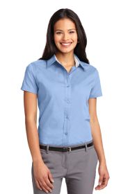 Port Authority Ladies Short Sleeve Easy Care Shirt L508 (Color: Light Blue/ Light Stone, size: 6XL)