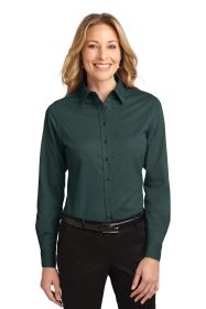 Port Authority Ladies Long Sleeve Easy Care Shirt L608 (Color: Dark Green/ Navy, size: XS)